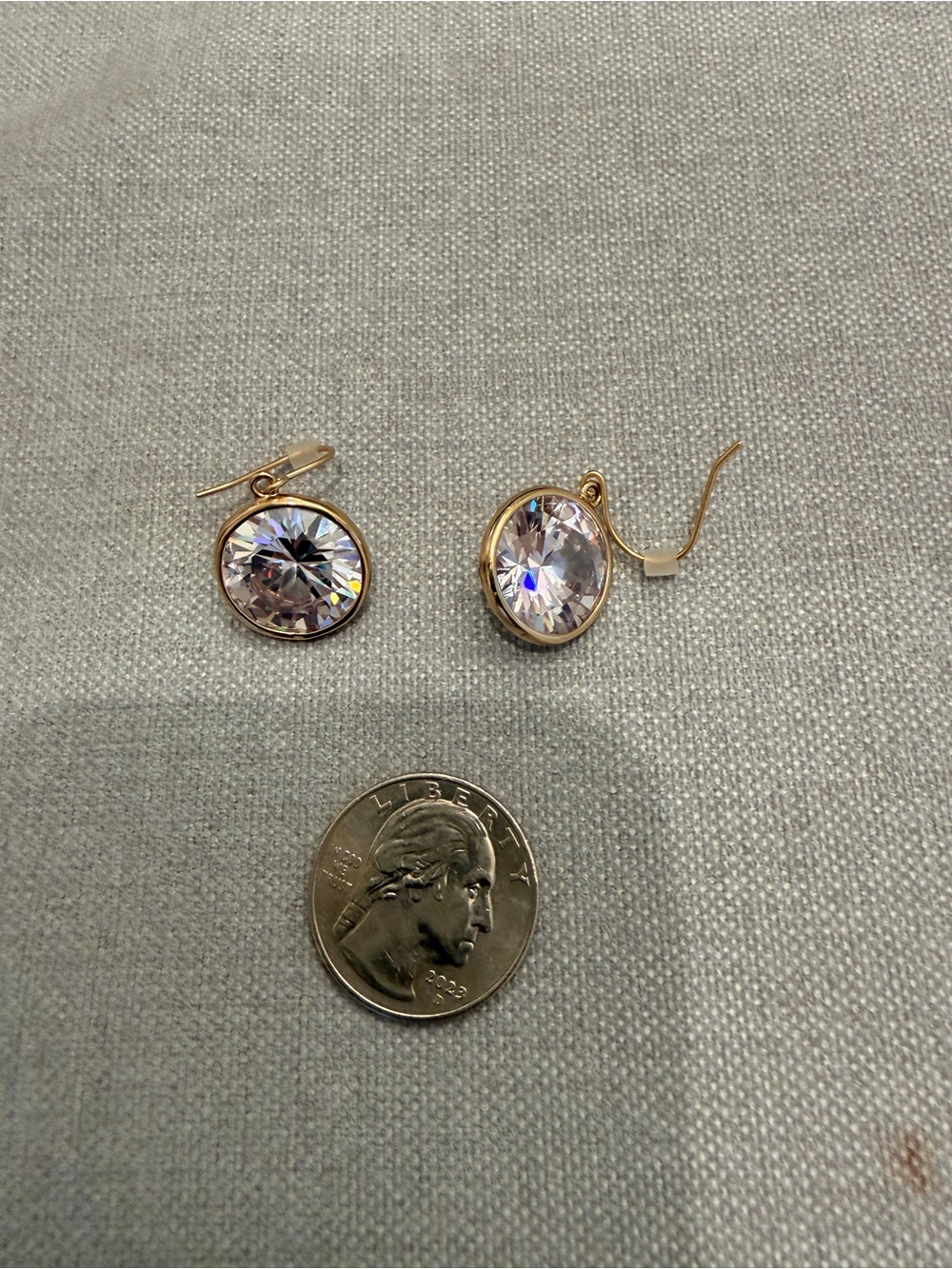 J. Crew Gold-Tone Round Clear Crystal Drop Earrings